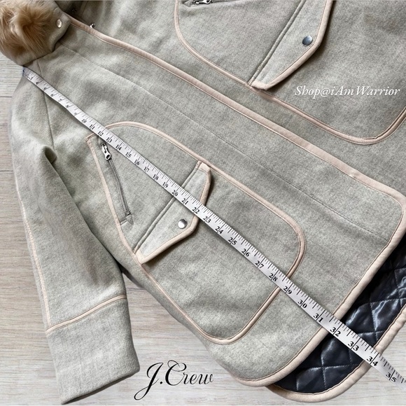 J.Crew Italian Stadium-Cloth sage Wool Coat with Faux Fur Hood *shop@iamwarrior - Picture 7 of 11